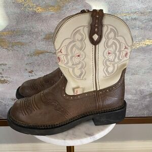 Justin Gypsy Boots Womens Size 9 Brown Leather Western Ankle Floral Stitch L9924